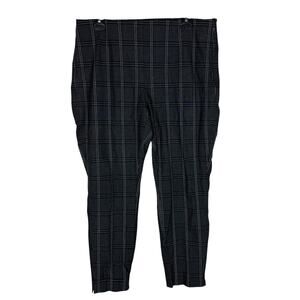 WHBM The Skinny Ankle Women Pants‎ 14 Gray Windowpane Stretch Side Zip High-Rise